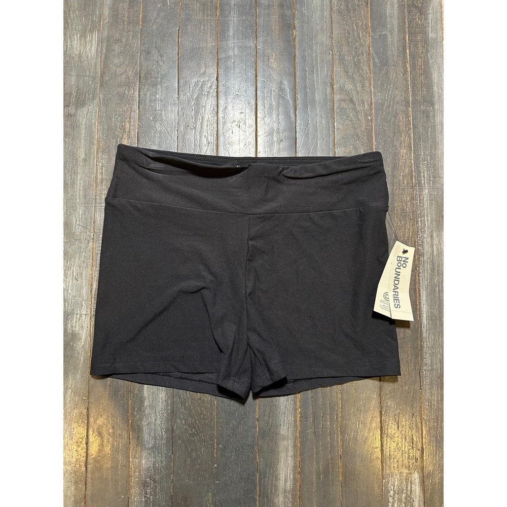 No Boundaries Womens Black High Rise Bike Shorts Solid Athletic Yoga Short